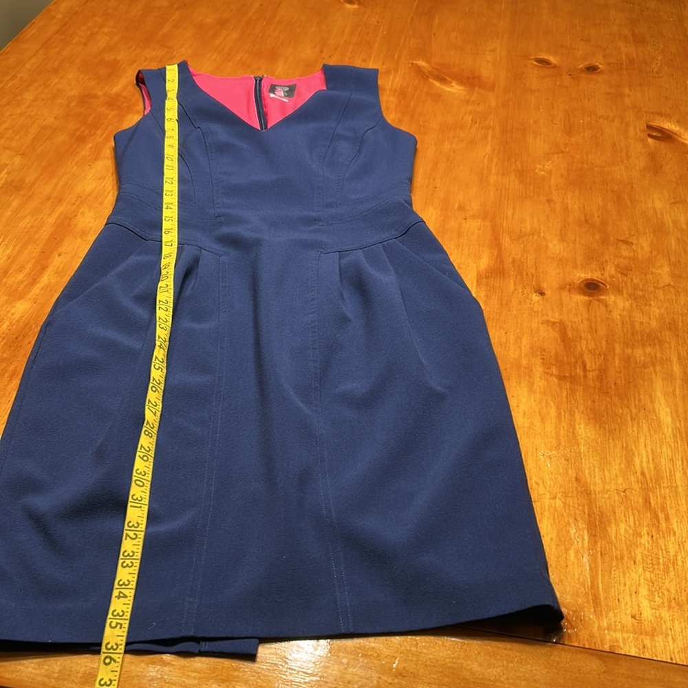 Vince Camuto Fit & Flare Navy Sleeveless Dress - Picture 3 of 8
